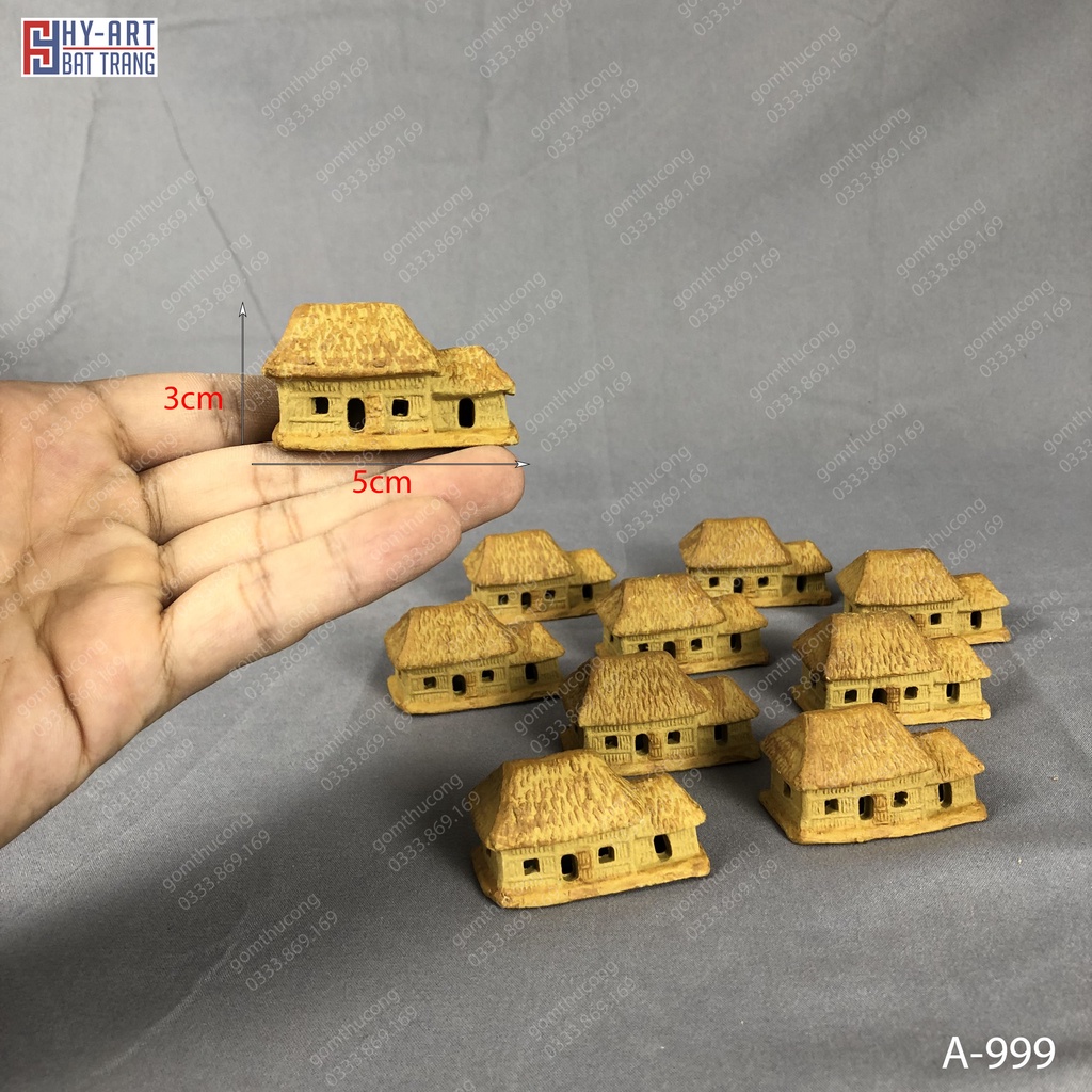 Tiểu cảnh hồ cá, bể cá cảnh, combo 10 nhà rơm mini gốm trang trí hòn non bộ chậu cây bonsai