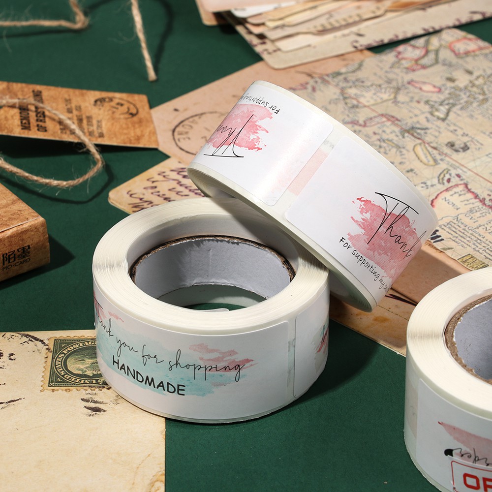 Cuộn 120 miếng dán in chữ thank you kích thước 1x3inch