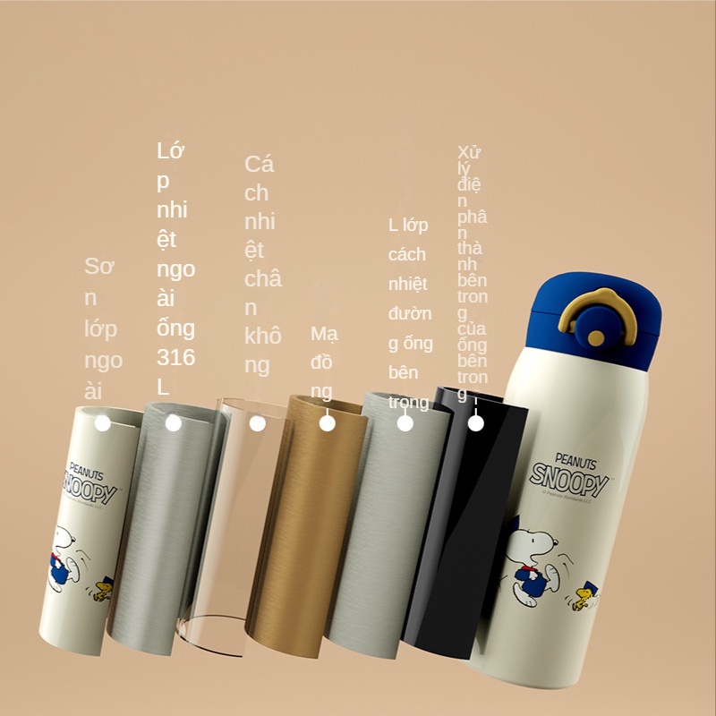 Cốc cách nhiệt trẻ em 316 thép không gỉ mô hình hoạt hình nam và nữ, túi cốc silicone, Ttm036