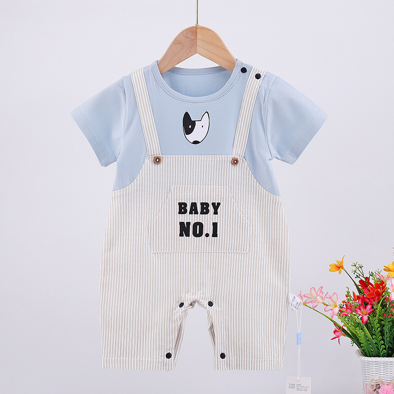 Áo liền quần tay ngắn chất liệu cotton mỏng thời trang mùa hè cho bé