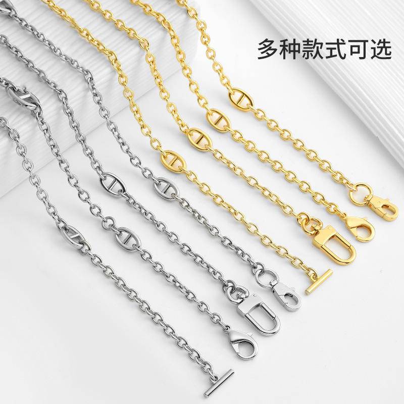 Dây Xích Kim Loại Phẳng Siêu Nhẹ Có Khóa Kim Loại Mở Rộng Túi Xách Thời Trang Cho Nữ