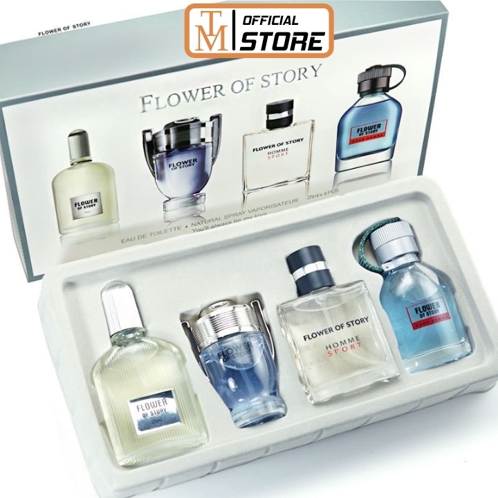 Nước hoa nam FLOWER OF STORY 25ml - Bộ 4 chai nước hoa nam hương thơm nam tính, thể thao, mạnh mẽ thơm lâu NH4 | BigBuy360 - bigbuy360.vn