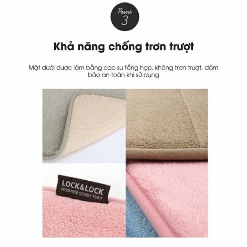 Thảm chùi chân memory foam Lock&amp;Lock chống trượt size S 43x61cm MAT510