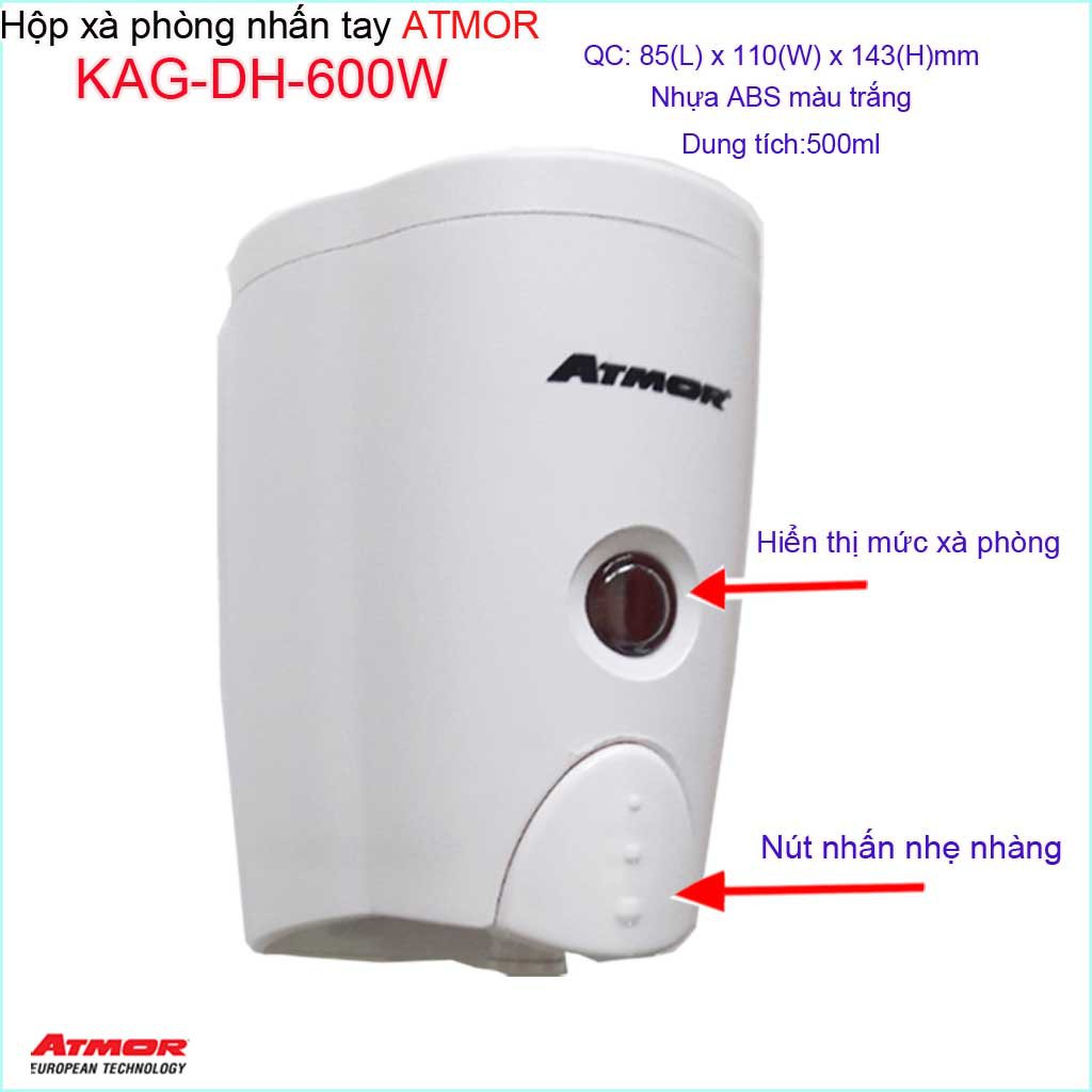 Hộp nhấn xà phòng Atmor, Bình xịt xà phòng KAG-DH600W