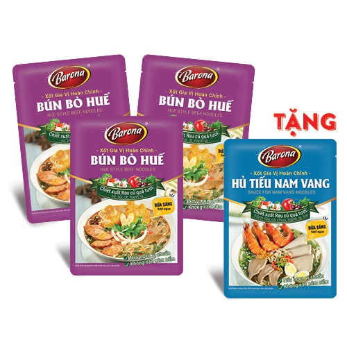 Gia Vị Bún Bò Huế Barona 80g, Mua 3 gói Tặng 1 gói Gia Vị Hủ Tiếu Nam Vang