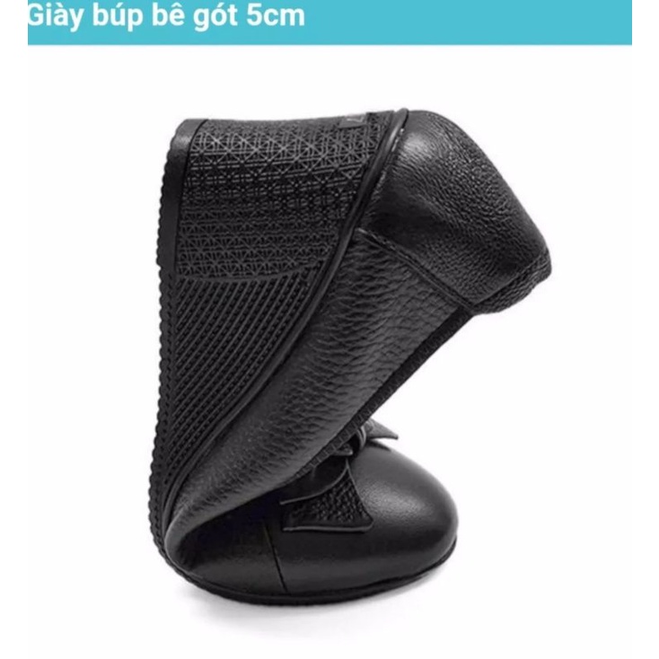 Giày búp bê da đế độn 5f