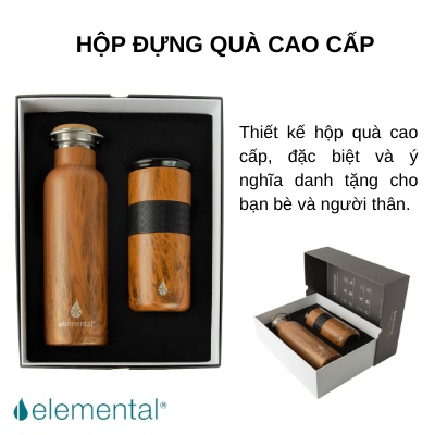 Bình giữ nhiệt Classic Elemental 750ml màu vân gỗ, giữ nhiệt vượt trội, inox 304, giá tốt