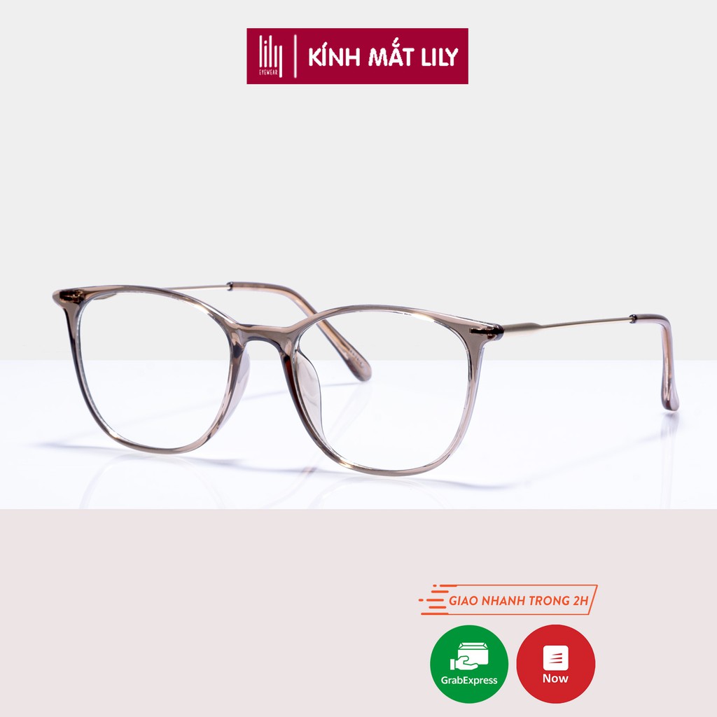 Gọng kính cận nam nữ Lilyeyewear mắt vuông , chất liệu nhựa thanh mảnh nhẹ nhàng càng kim loại , màu sắc thời trang 1889
