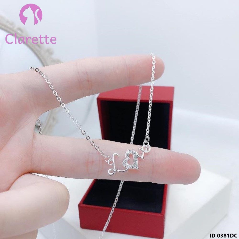 Dây chuyền bạc mặt chữ Love Clarette 0381DC