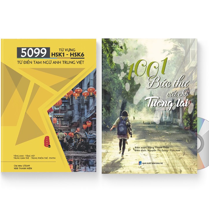 Sách - Combo: 5099 từ vựng HSK1 – HSK6 ( tam ngữ Anh – Trung – Việt ) + 1001 Bức Thư Viết Cho Tương Lai + DVD