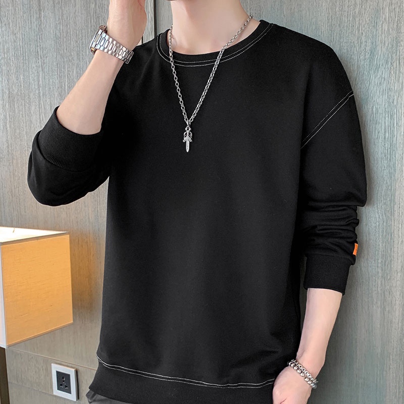 Áo nỉ dài tay cổ tròn form rộng phong cách Hàn quốc