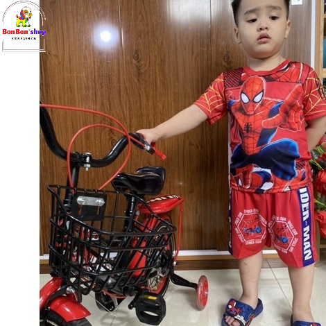 (SNC10_ảnh thật) Bộ đồ siêu nhân nhện cho bé trai vải mát lạnh có cánh siêu đẳng cấp giá siêu rẻ size 1t-5t