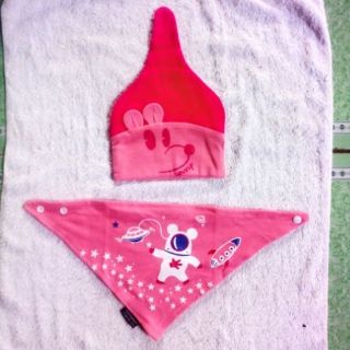 set mũ cotton kèm yếm gấu họ
