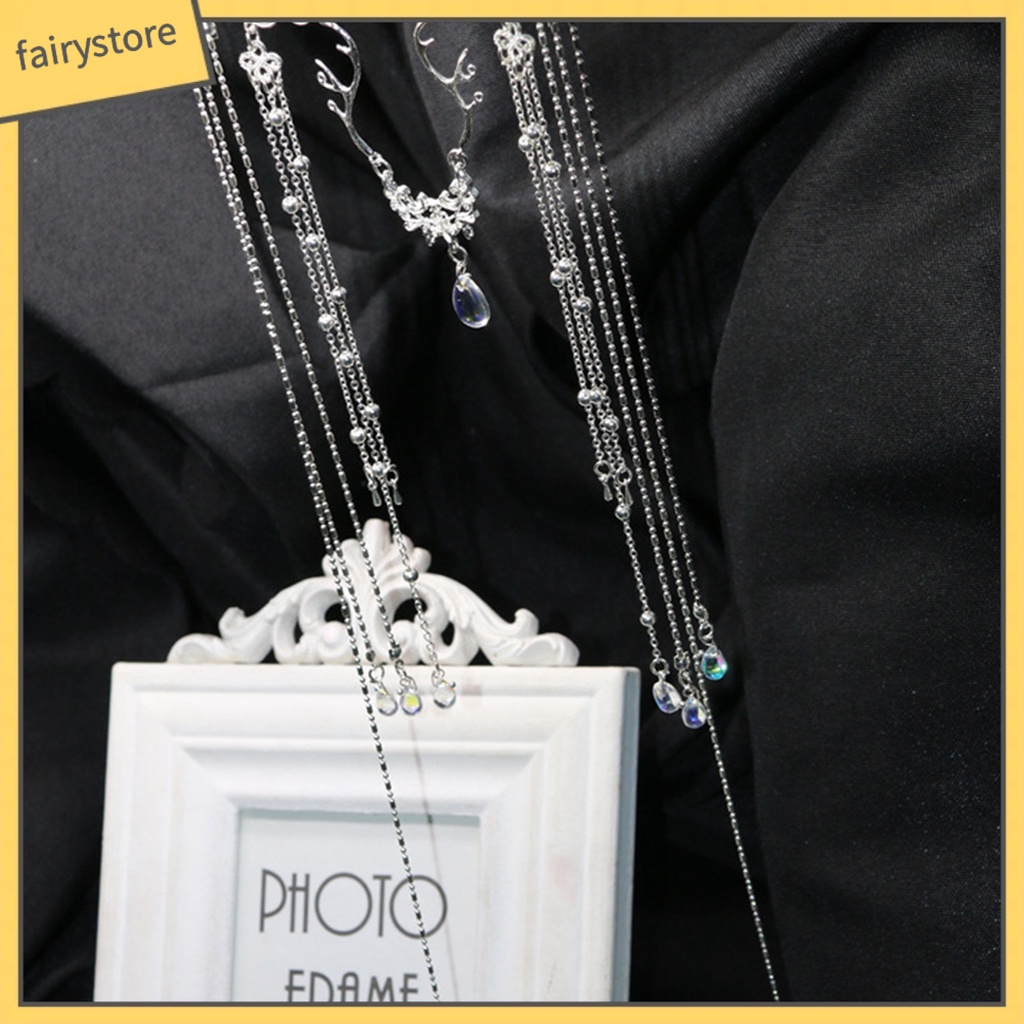 Chuỗi trang sức đeo trán tua rua dài đính đá thanh lịch