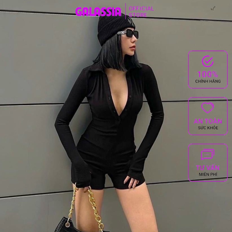 Bikini đen 1 mảnh đồ bơi nữ tắm biển dang jum tay dài kín đáo sang chãnh Galassia