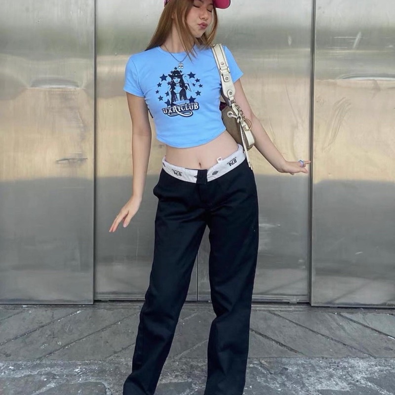 Quần gấp cạp thời trang phong cách Jennie BlackPink