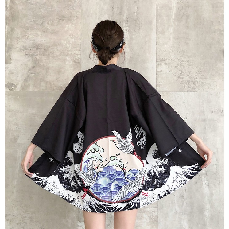 (CÓ SẴN) Áo khoác kimono haori happi hạc biển