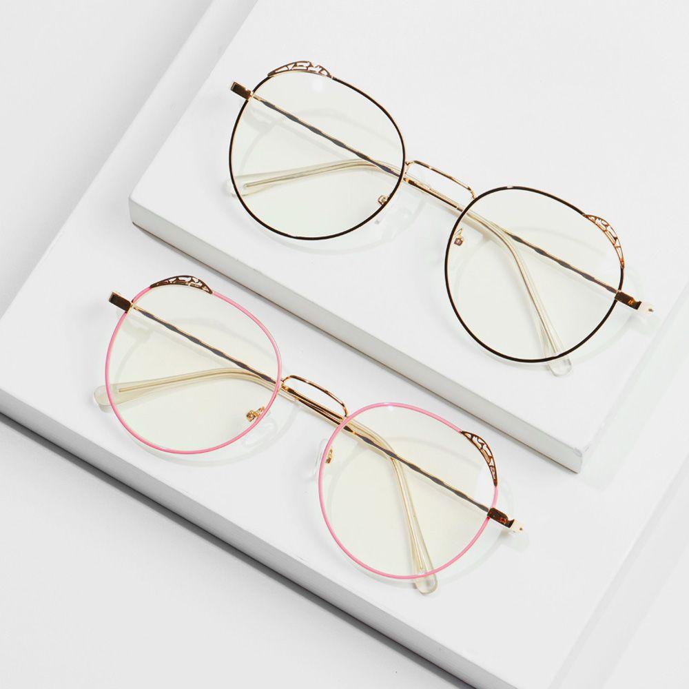 Kính Mắt Gọng Tròn Unisex Tráng Gương Hình Tai Mèo