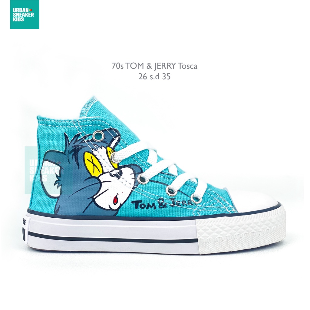 Giày Thể Thao Converse Họa Tiết Tom & Jerry Xinh Xắn Dành Cho Bé 21-35 Tuổi