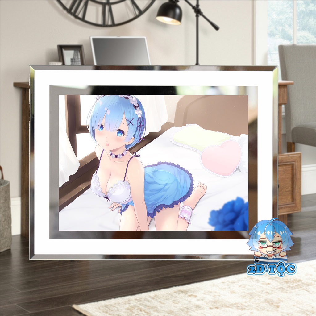 Khung ảnh kính Rem (12) Anime Light Novel Re:Zero kích thước A4 A5 13x18 by 2D Tộc Shop