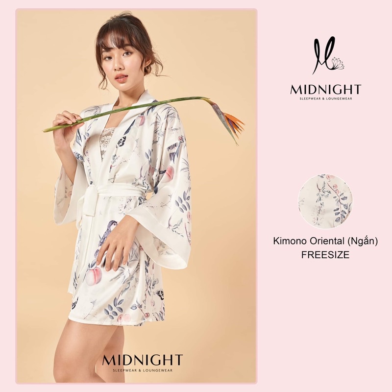 Đồ ngủ mặc nhà Kimono ngắn in hoa Oriental - Midnight Sleepwear