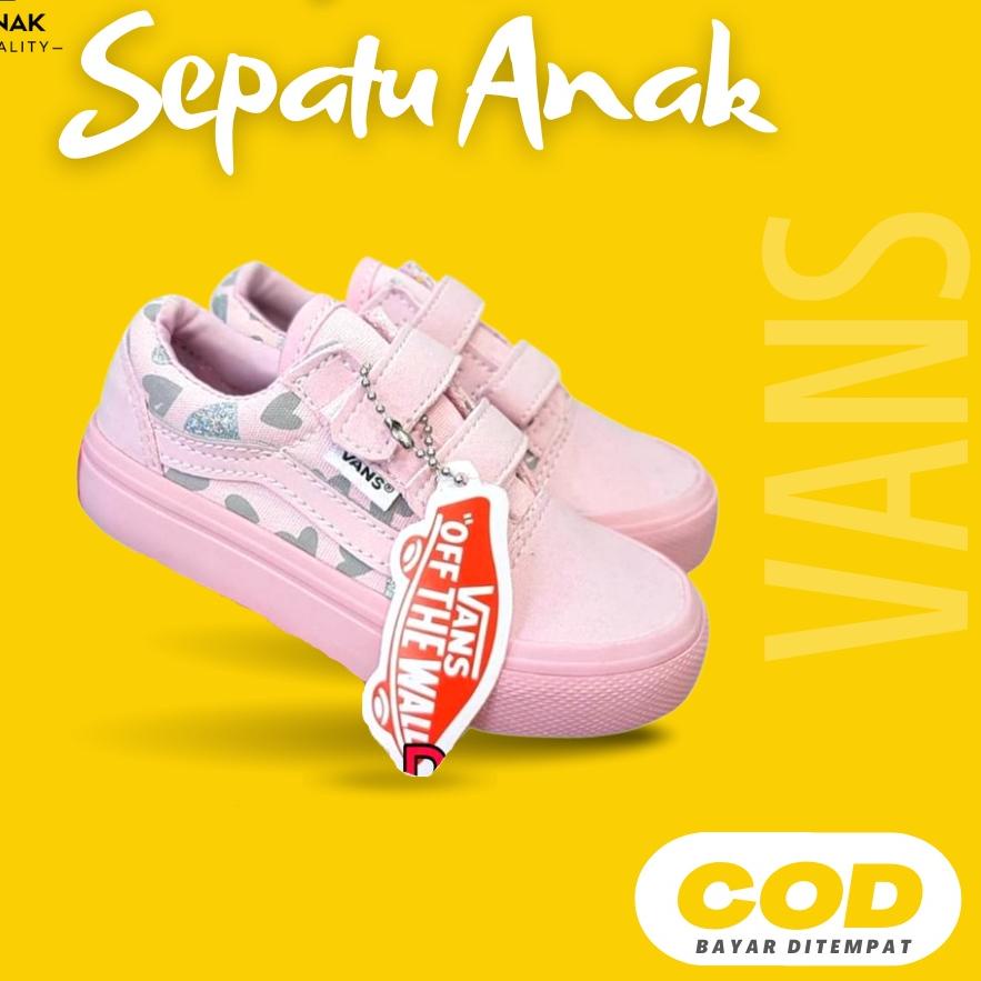 Giày Bata Vans Màu Hồng Quai Dán Thời Trang Dành Cho Bé Gái 2 3 4 5 6 7 8 9 10 11 12 Tuổi