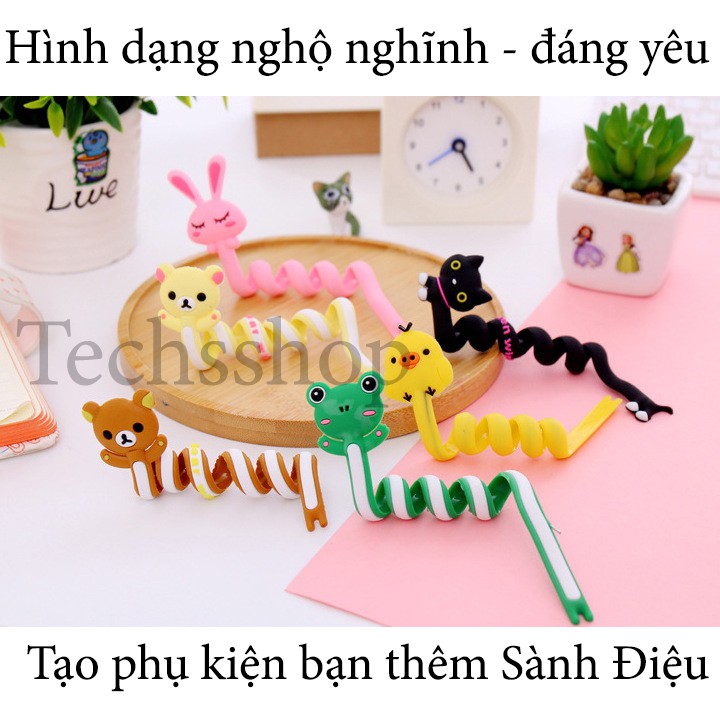 Dây quấn dây tai nghe, dây sạc xoắn hình thú - Dụng cụ kẹp dây điện