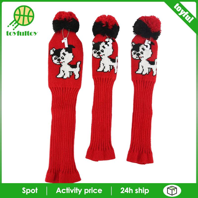 Set 3 Vỏ Bọc Đầu Gậy Đánh Golf Dệt Kim Mềm Mại Bảo Vệ Đầu
