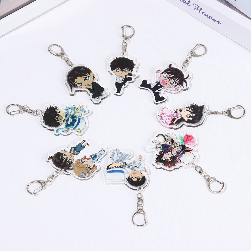 Móc khóa acrylic hình nhân vật anime Conan Kudo Shinichi Morilan hai mặt