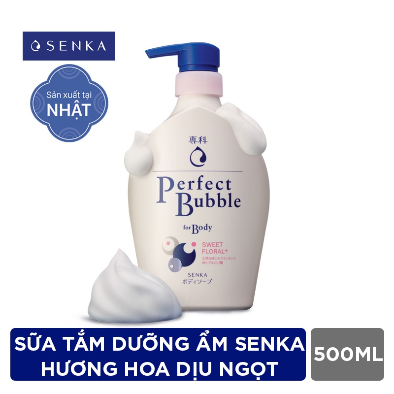 [Mã COS071 -8% ĐH250k]Sữa tắm dưỡng ẩm hương hoa dịu ngọt Senka Perfect Bubble for Body Sweet Floral n 500ml_13731