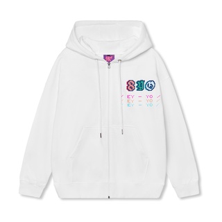 Áo Hoodie zip 8YO cao cấp có dây kéo VACATION - Trắng