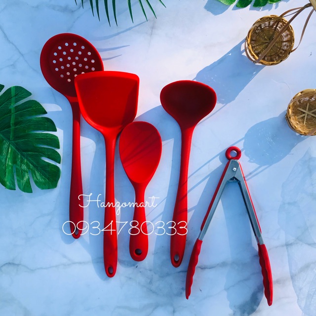 Set 5 món dụng cụ nấu ăn silicon cao cấp cho bé