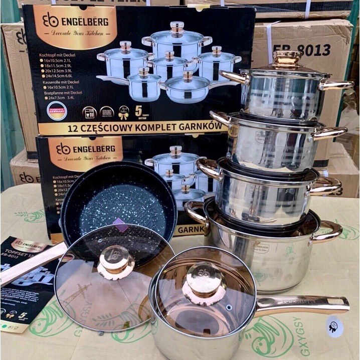 Bộ nồi 6 món engelberg công nghệ đức dày dặn cao cấp