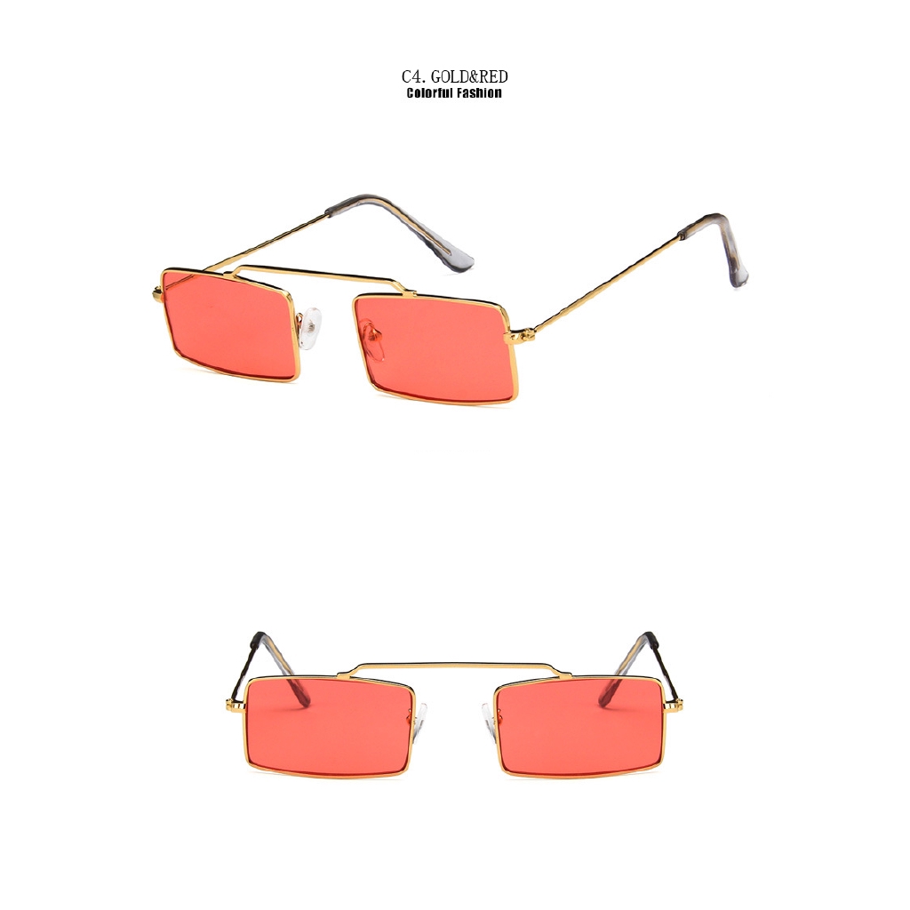 Kính Mát Gọng Kim Loại Hình Chữ Nhật Phong Cách Retro