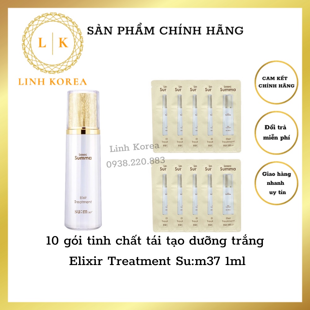 10 gói tinh chất tái tạo dưỡng trắng Elixir Treatment Su:m37 1ml