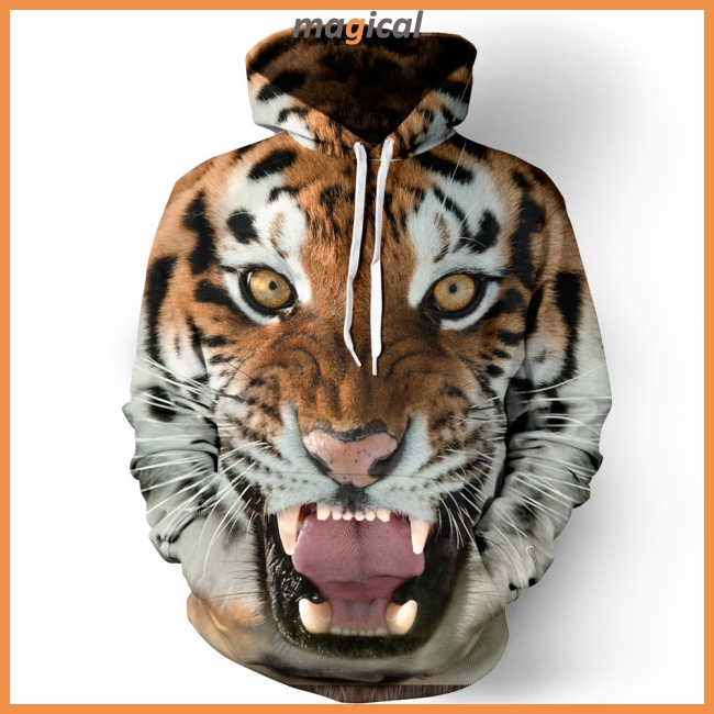 Áo hoodie họa tiết hình hổ 3D thiết kế độc đáo