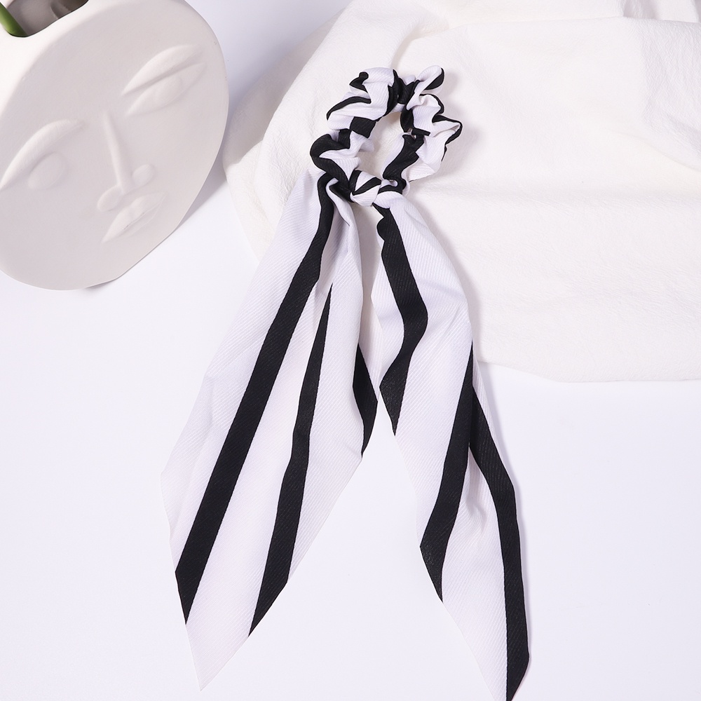 Dây buộc tóc RAINBOW BOWS nơ họa tiết caro trắng đen dễ phối đồ cho nữ