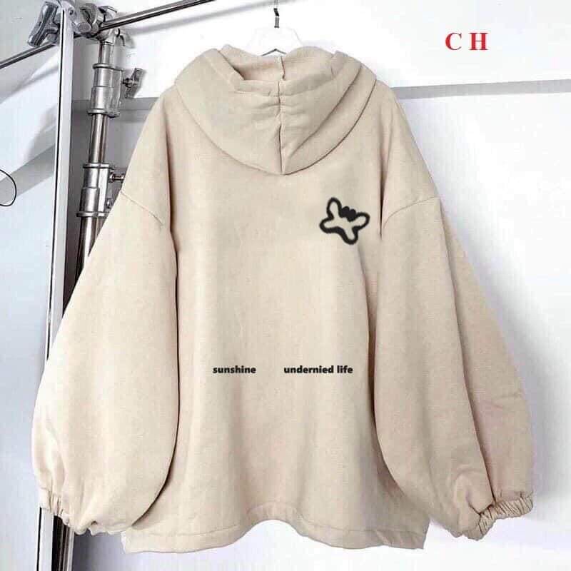 Áo khoác hoodie dây kéo chun tay form rộng Bướm Sunshine  Ulzzang🌵Hodie nữ form rộng dài vải nỉ chất đẹp giá rẻ