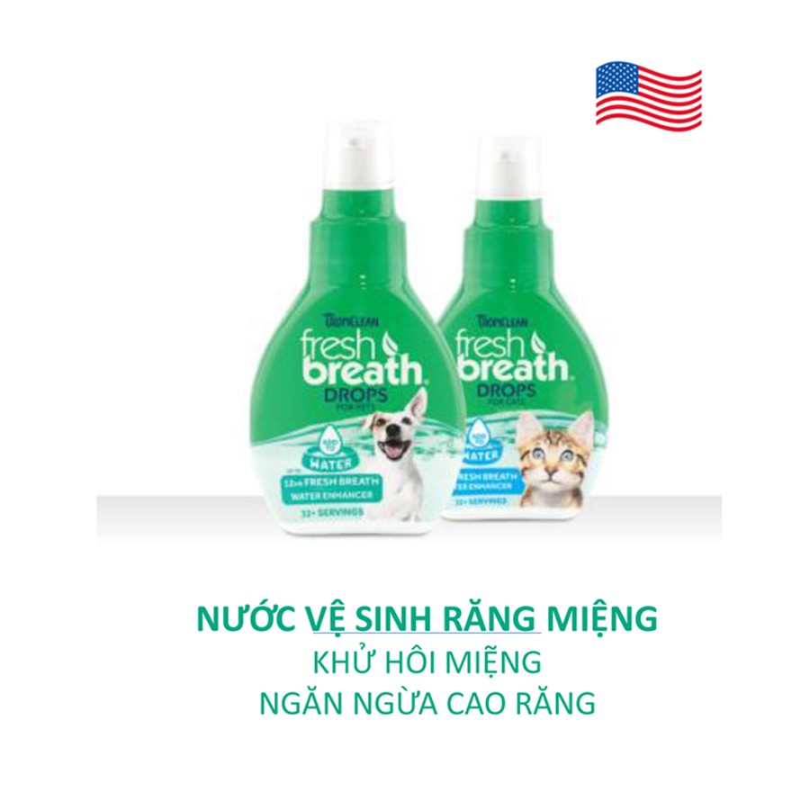 [HSD2024] NƯỚC VỆ SINH RĂNG MIỆNG DẠNG ĐẬM ĐẶC TROPICLEAN FRESH BREATH DROPS CHO CHÓ