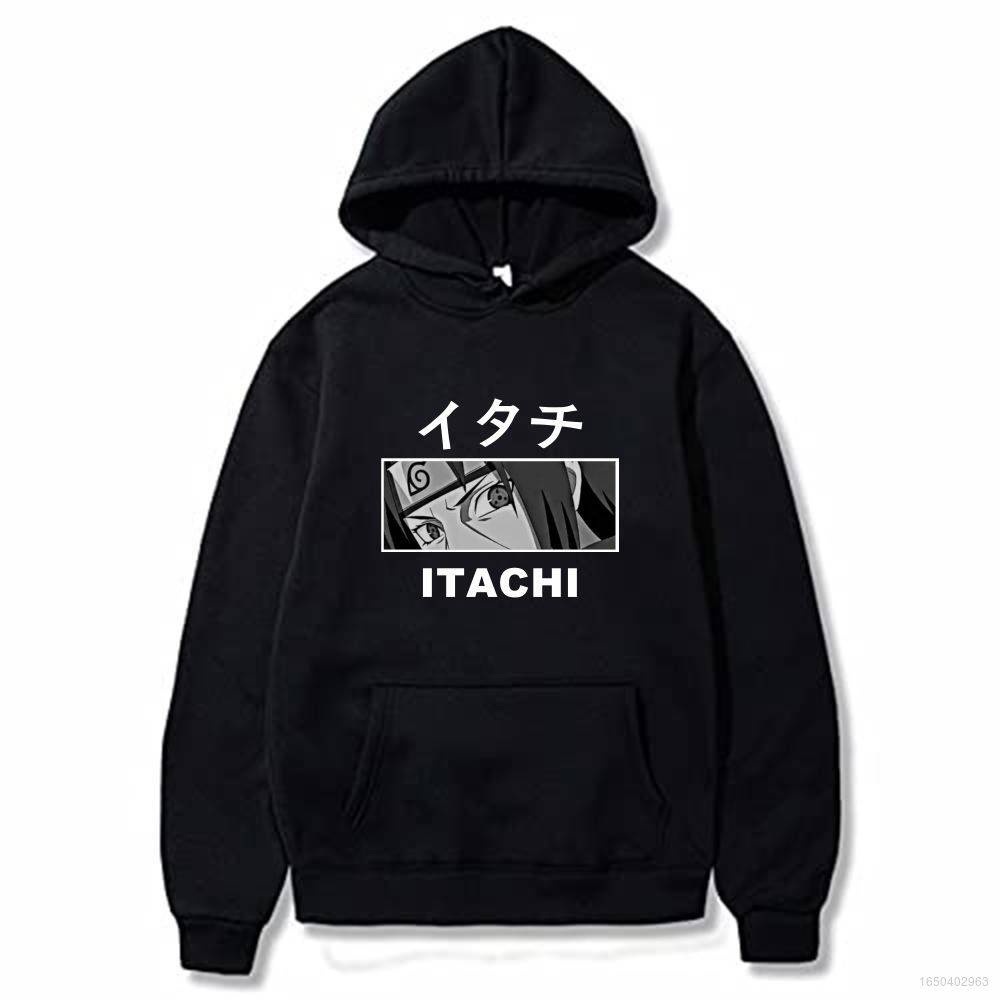 Áo Thun Tay Dài Có Nón In Hình Anime Naruto Uchiha Itachi Sharingan Thời Trang Nam Nữ