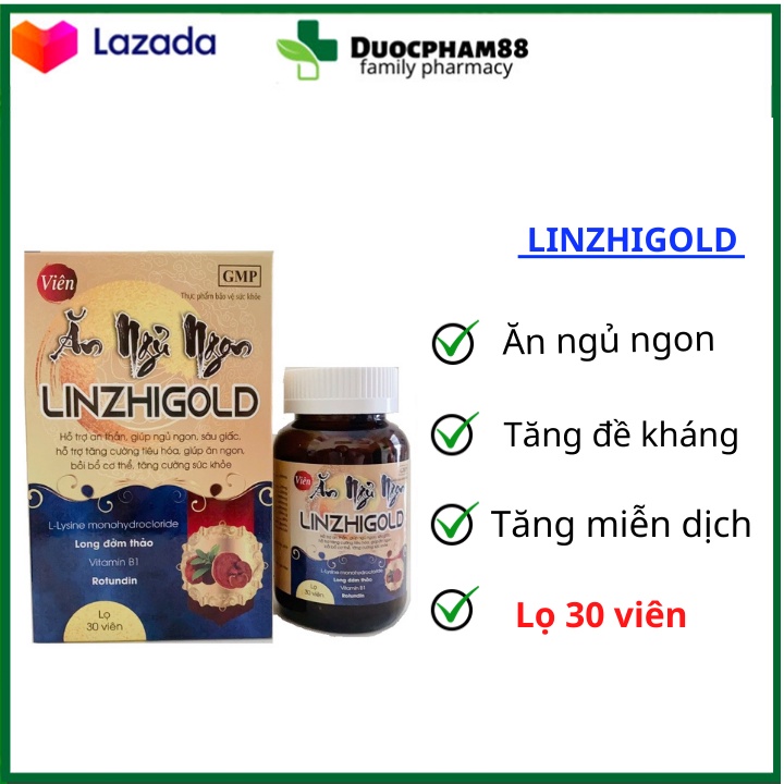 Viên uống bồi bổ cơ thể Ăn Ngủ Ngon LINZHIGOLD giúp ăn ngon ngủ tốt, phục hồi cơ thể, bổ sung vitamin cho cơ thể - Lọ 3