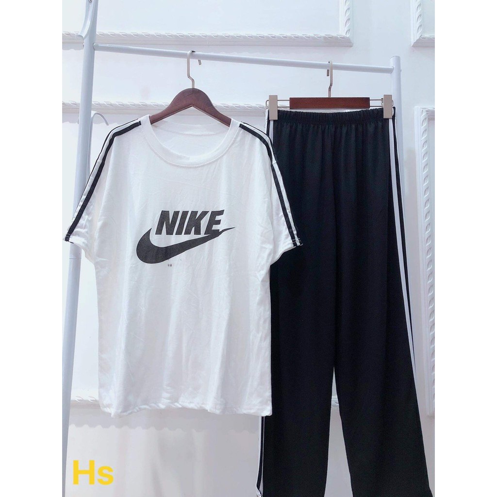 Set Đồ Nữ Mùa Hè Logo Hãng Cực Sịn, Quần Suông + Áo Thun Chất Liệu Cotton si_le_thoi_trang_unisex