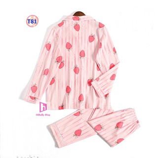 Pijama mặc nhà thu đông chất cotton mềm đẹp T81 #1