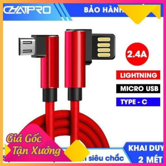 Dây sạc nhanh CD004 góc L dài 2 mét  Micro USB 2.4A