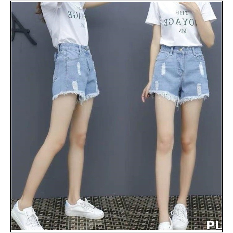 Quần short jean nữ LAI TUA BẦU RÁCH NHỎ 4 THỜI TRANG L2-4