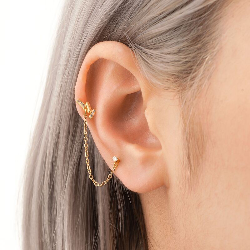 Khuyên tai xích Round and Three Sticks