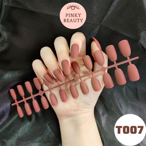 Móng Tay Giả Dài Bộ 24 Móng Giả Dáng Dài Trơn Màu Lì Siêu Sang, Thời Trang Cá Tính Cho Nữ - Pinky Beauty