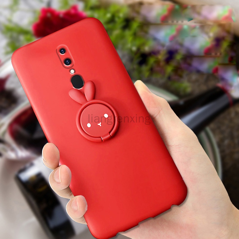 Ốp lưng silicone hình con thỏ có nhẫn đỡ cho OPPO F11 F11 PRO