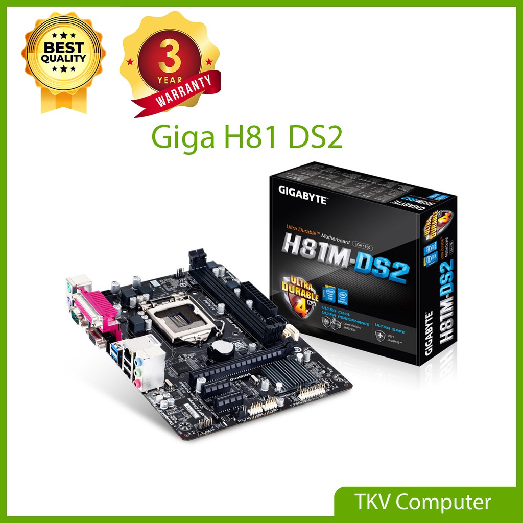 Bo mạch chủ Giga H81M-DS2 - rev 3.0 Full zin kèm chặn