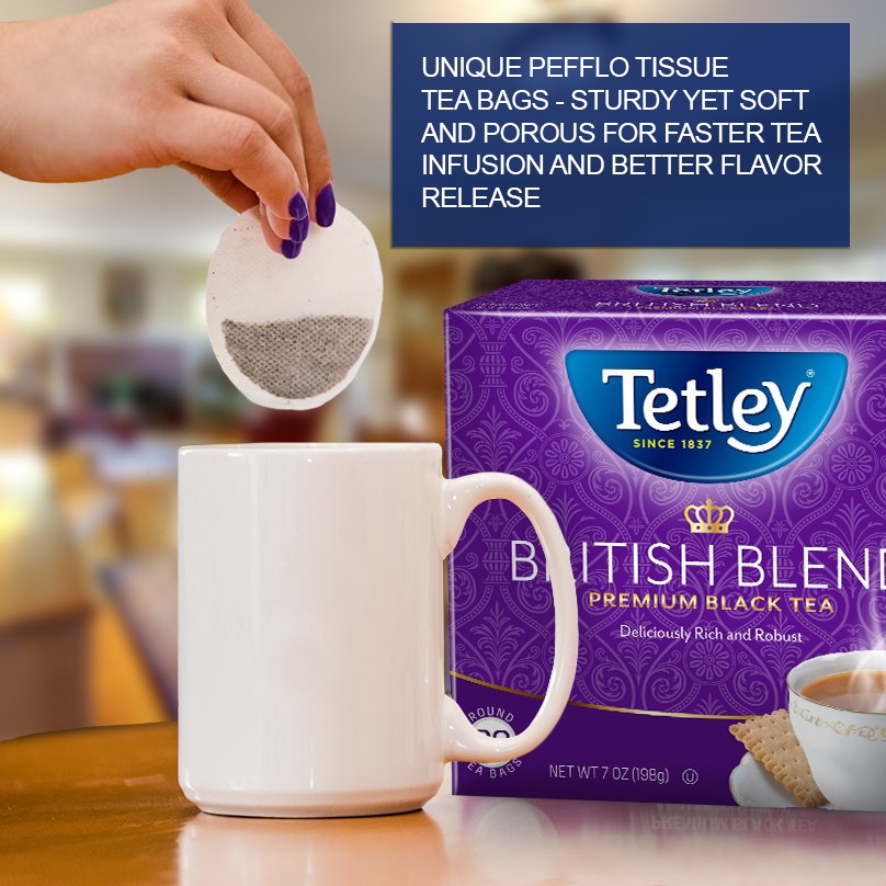 [date 2023] Trà đen túi lọc Tetley hộp 80 gói British blend Premium (hàng Mỹ)